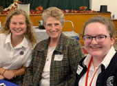 Sister Carol Jean Dust with two students from Notre Dame High School in St. Louis. 