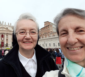 Sister Joan DiProspere and another sister take a "selfie" in Rome. 