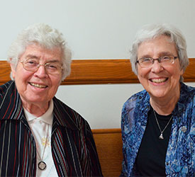 Sister Roxanne Schares, General Superior, visits with sisters who live at Sancta Maria in Ripa in St. Louis. 