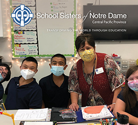 The cover of the donor newsletter Vol 1. 2022. This cover features Notre Dame of Dallas school's principle and students.