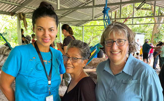 Associate Heather Thomas Flores, Sisters Rosa Maria Trochez and Stephanie Spandl at Vamos a la Milpa, a community farming project near El Progreso, Honduras.