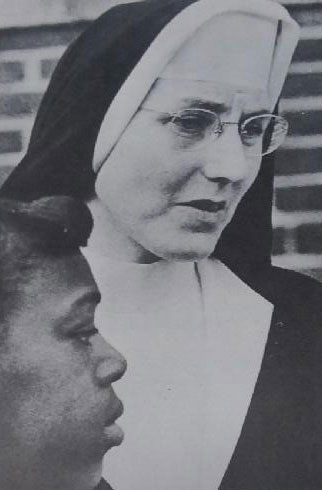 Sister Marie LeClerc Laux with an African American student in the 1960s.