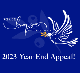 2023 Year End appeal. graphic with dove