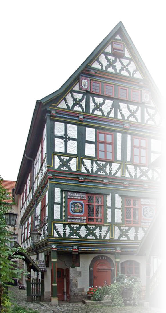 Buechnersches Hinterhaus, half-timbered house from 1596 in Meiningen, Germany