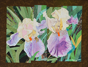 JoGina Fluer Quilt, designed based on an image of two iris'.