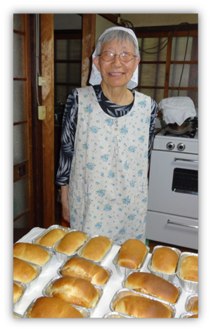 Sister Paula Iwaki with bread