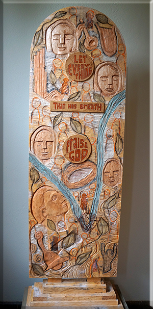 Bend of the River carving by Mary Ann Osborne, SSND