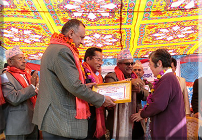 Sister Evangela Imamura honored in Bandipur Nepal