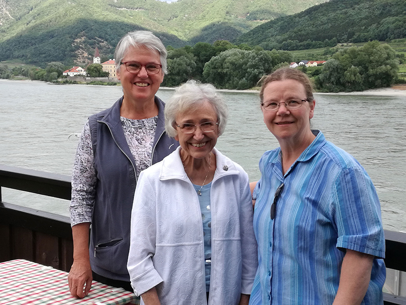 Sisters Helen, Jean and Martha on a river cruise down the Danube. 