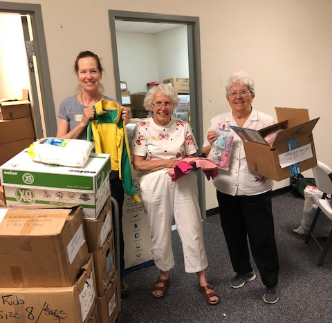 Sisters and lay people have been asked to volunteer in El Paso, Texas, to help immigrants transition into the United States. This photo shows volunteers Patricie, Sister Jean Ellman and Sister Leah Couvillon. 