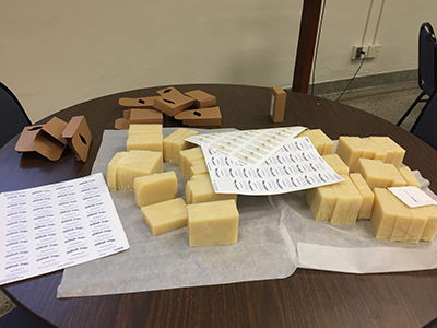 This photo is of the soap bars getting prepared for the Craft Fair at Our Lady of Good Counsel in Mankato, Minnesota. 