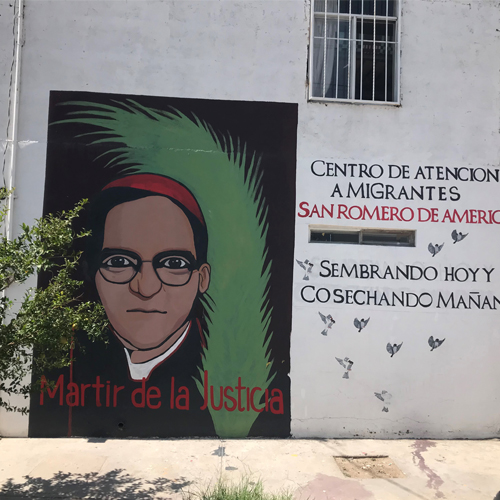 The mural on the side of a building for Casa San Romero Shelter, Ciudad Juarez, Mexico.  Photo provided by Sister Stephanie Spandl. 