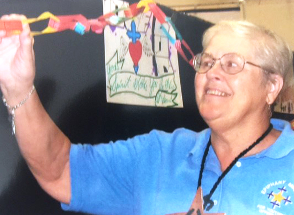 Sister Kathleen Eggering works in correctional facilities. This photo is of Sister Kathleen in a classroom. 