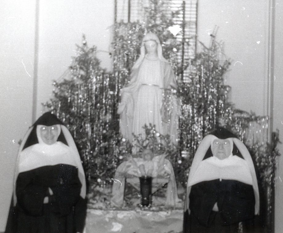 Sister Richtrudis Brauhauser (on left) and Sister Leonis Fick, Christmas