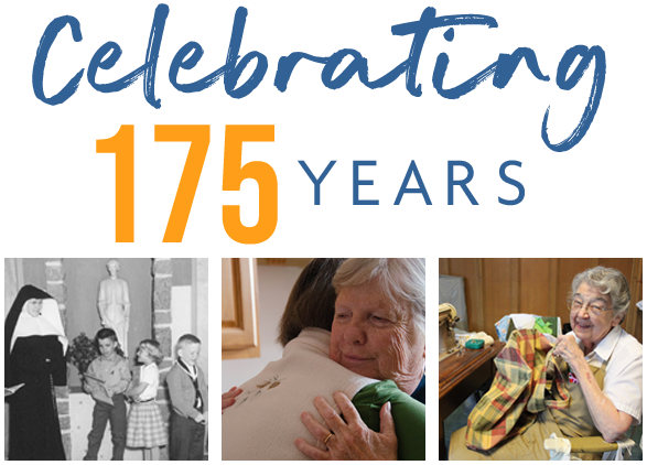 Celebrating 175 Years graphic with three images of sisters